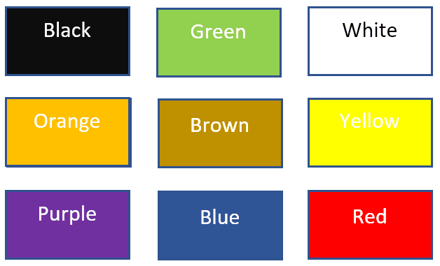 colors of items to find